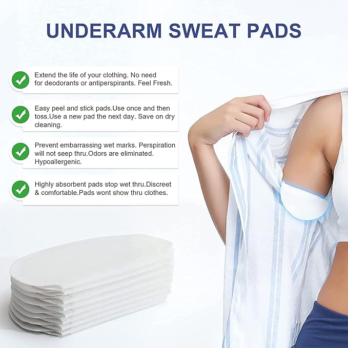 Armpit Sweat Pads, XOTUUY Underarm Sweat Pads for Women and Men [100 Packs], Disposable Sweat Pads for Women Armpits, Comfortable Unflavored, Non Visible