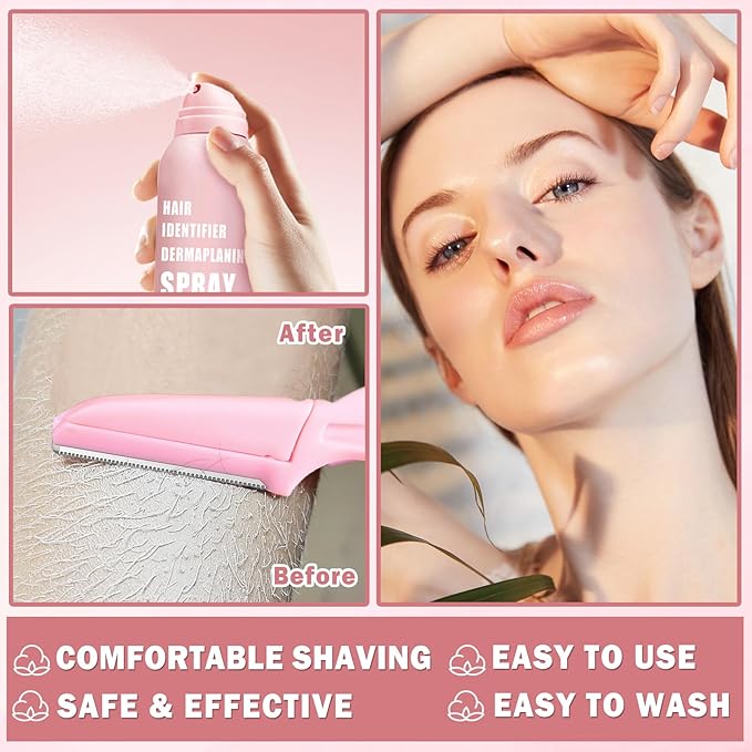 Hair Identifier Spray for Face Shaving Powder for Women Skin Body Hair IdentifyingSpray for Dermaplaning Glow Reveal Face Moisturizing Skin Care Dermaplaner Spray