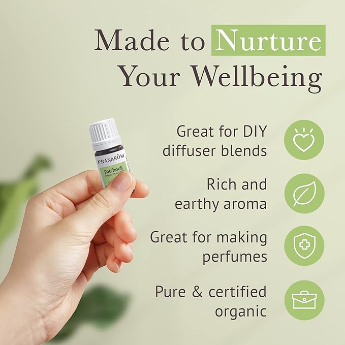 Pranarom - Patchouli Essential Oil (5ml) - 100% Pure Natural Therapeutic Grade Essential Oil for Diffusing and Perfumes | USDA and ECOCERT Certified Organic