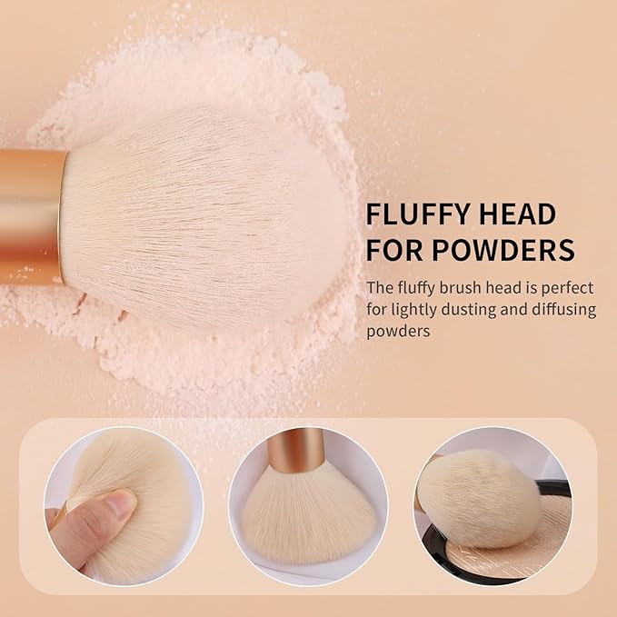 DUcare Tapered Blush Brush for Cheeks - Pointed Powder Brush for Light Application, Multi-Purpose Makeup Brushes Perfect for Highlighting, Defining, Sculpting, and Contouring