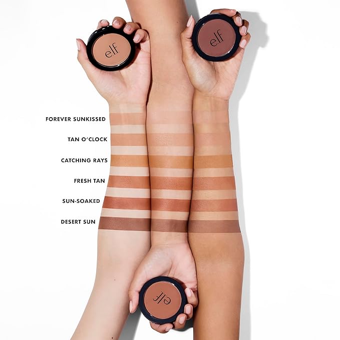 e.l.f. Primer-Infused Bronzer, Long-Lasting, Lightweight & Buildable Powder Bronzer, Delivers A Matte Finish, Vegan & Cruelty-Free, Sun-Soaked