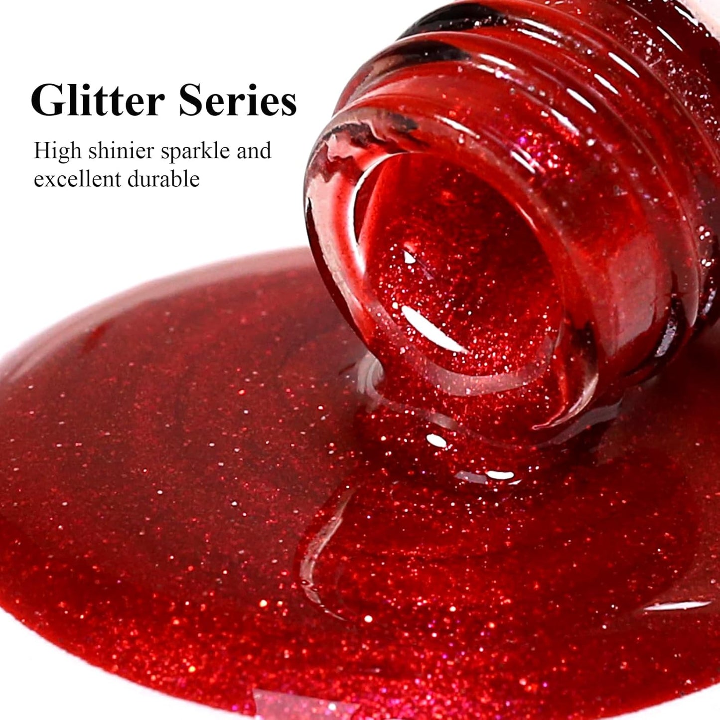 Imtiti Glitter Gel Nail Polish, Christmas Red Iridescent Glitter Gel Polish Diamond Shimmer Sparkle Soak Off UV LED Nail Gel Polish Autumn Winter Gel Polish Manicure Gel Nail Kit 10ML