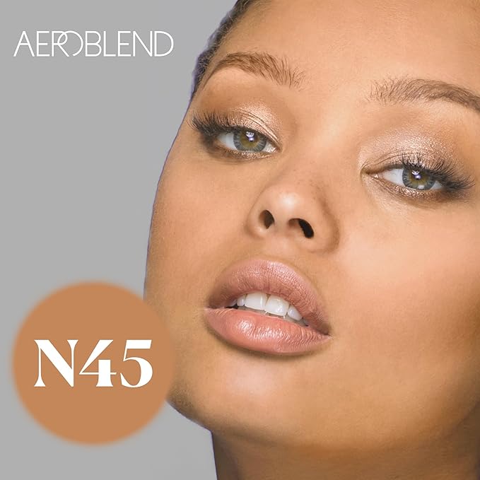 AEROBLEND Airbrush Foundation Makeup (N45) Professional, Water-Based, Buildable, skin types, 1 oz