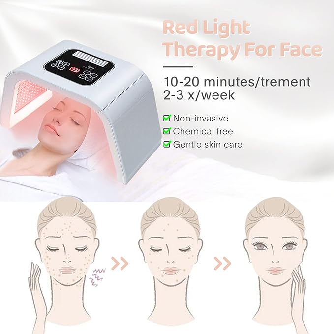 Led-Light-Therapy, Red Light Therapy for Face 7 in 1 Colors LED Facial Skin Care Tool Facial Neck Body Hand Skincare Mask