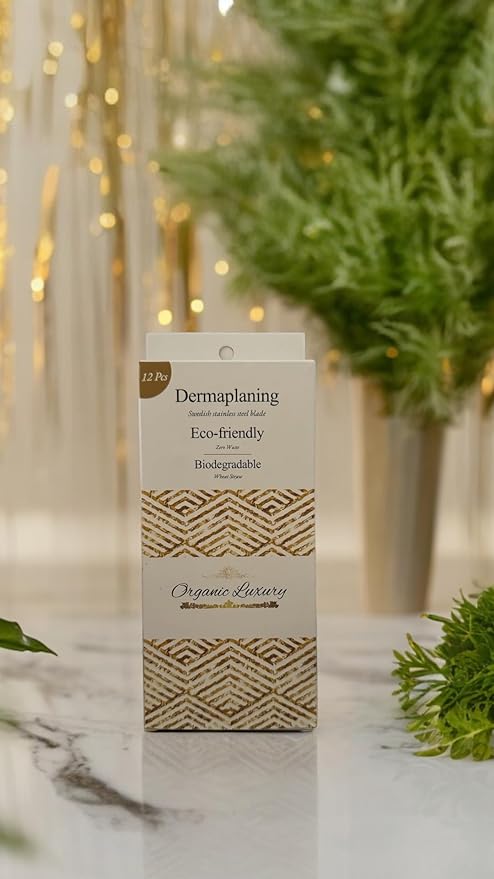 Dermaplane Face Razor Tool - Biodegradable- Swedish Stainless Steel-For exfoliation and Hair removal- Men and Woman -12 pc. Organic Luxury