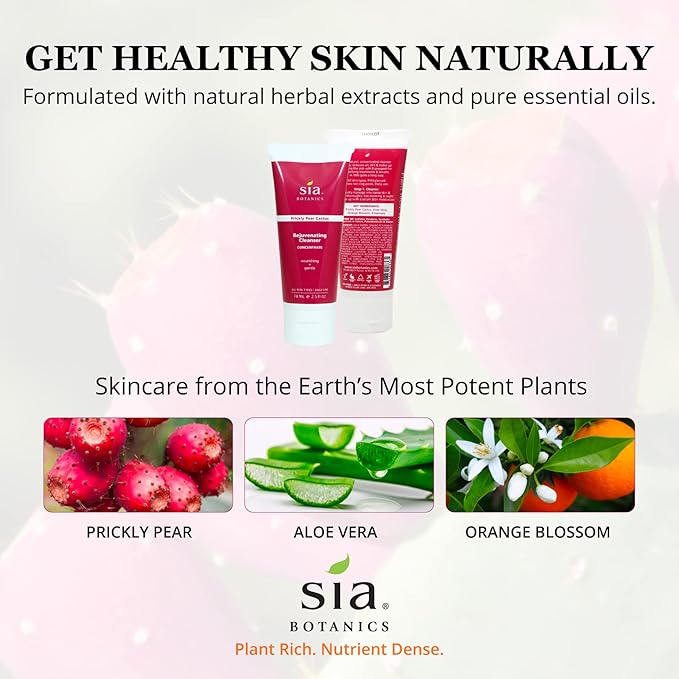 Rejuvenating Facial Cleanser (74ml/2.5oz Eco Tube) | Face Wash w/Prickly Pear, Aloe Vera, Orange Blossom | Natural, Clean, Botanical Skincare for Women