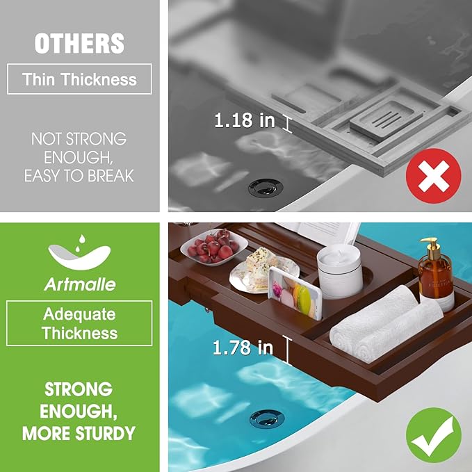 Bathtub caddy tray for tub,