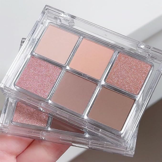 6 Colors Nude Champagne Gold Matte Shimmer Eyeshadow Palette for Eye Makeup,High Pigmented Brown Eye Shadow Primers Powder Palet de sombras de ojos