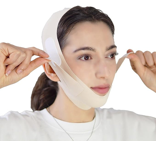 V Line Lifting Mask Chin Strap for Sleeping, Face Lifting Strap, Chin Strap, V Line Mask, Jawline Shaper, Jaw Strap, Double Chin Reducer,Face Lift Tape & Snoring Solution (Beige)