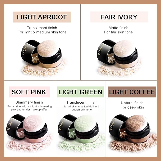 Setting Powder Lightweight Loose Powder Finishing Powder Long-Lasting (Fair Ivory/Matte) 0.28 Oz