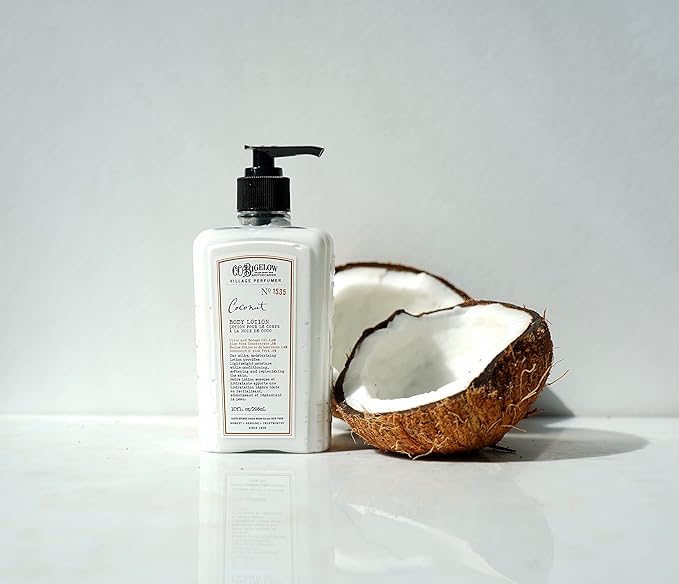 C.O. Bigelow Coconut Body Lotion, Village Perfumer Moisturizing Body Lotion with Aloe Vera, Borage Oil & Olive Oil, 10 Fl Oz