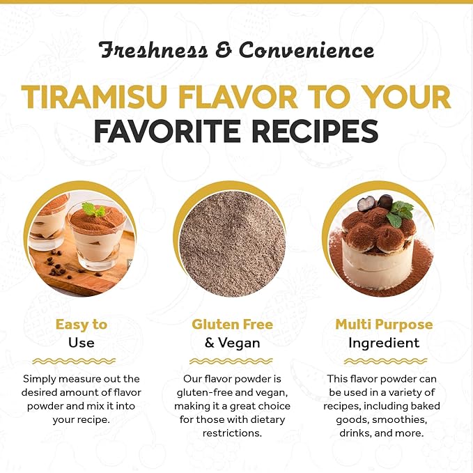 Fanale Premium Tiramisu Bubble Tea Flavoring Powder | Perfect for Baking, Smoothies, Desserts and Drinks | Instant Flavoring Powder for Boba Milk Tea- 2.2 Pounds (Pack of 20).