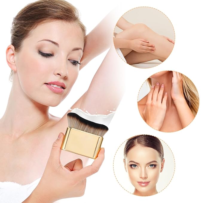 Self Tan Brush Soft Body Makeup Brush Portable Self Tanning Brush Self Tanner Face Brush For Body & Leg Makeup（Gold）