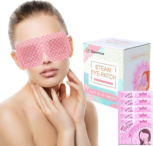 18 Packs Steam Eye Mask for Dry Eyes Dark Circles and Puffiness Tired Eyes, Disposable Self Heating Eye Mask for Stress Relief Relief Eye Fatigue