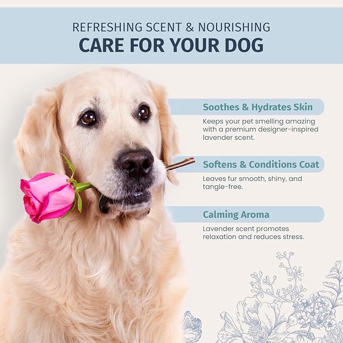 Natural Pet Cologne - Powdery Floral Scent, 3-in-1 Deodorizing, Conditioning & Moisturizing Spray for Dogs & Cats - Long Lasting. Daily Use, 8 fl oz (Female Pet)