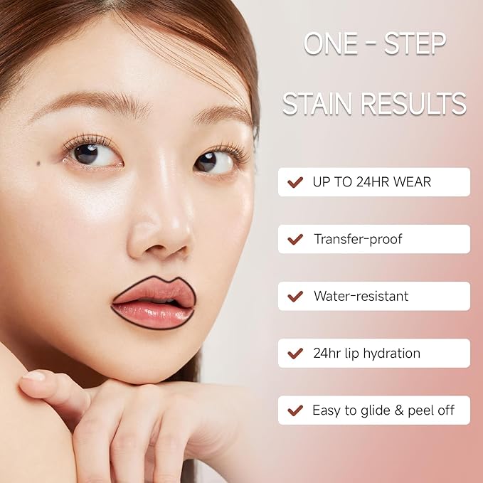 KISSIO Lip Liner Stain,Peel Off Lip Liner,Transfer Proof,Long Lasting and Waterproof,Lips Tint Tattoo,Natural Makeup Stain,Matte Finish,Gray pink