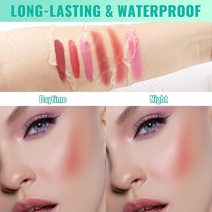 Liquid Blush, Soft Moisturizing Matte Blush, Blendable Face Dry Rose