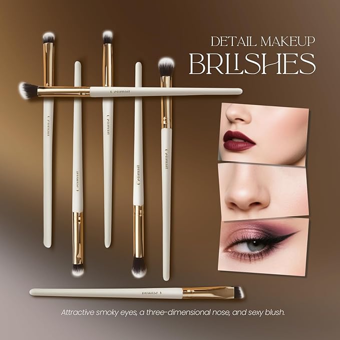 Makeup Brushes Set 12 Piece Professional & Beginner Friendly, Soft Synthetic Bristles for Face Eyeshadow Blending, Easy to Clean Travel Ready with Case, Ergonomic Wooden Handle Hypoallergenic (White)