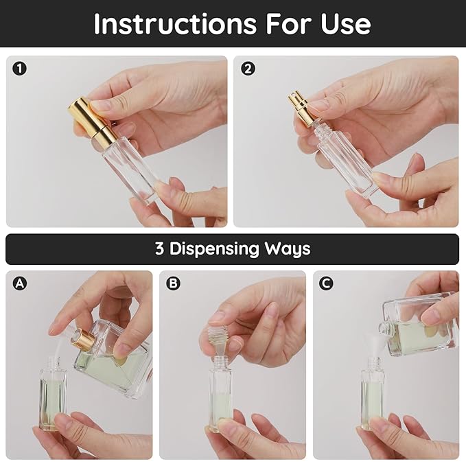 Segbeauty Perfume Travel Refillable, 5pcs 0.34 oz Portable Perfume Bottle, Empty Glass Sprayer Perfume Replacement Bottles for Travel Scent Toiletries Pump Bottle