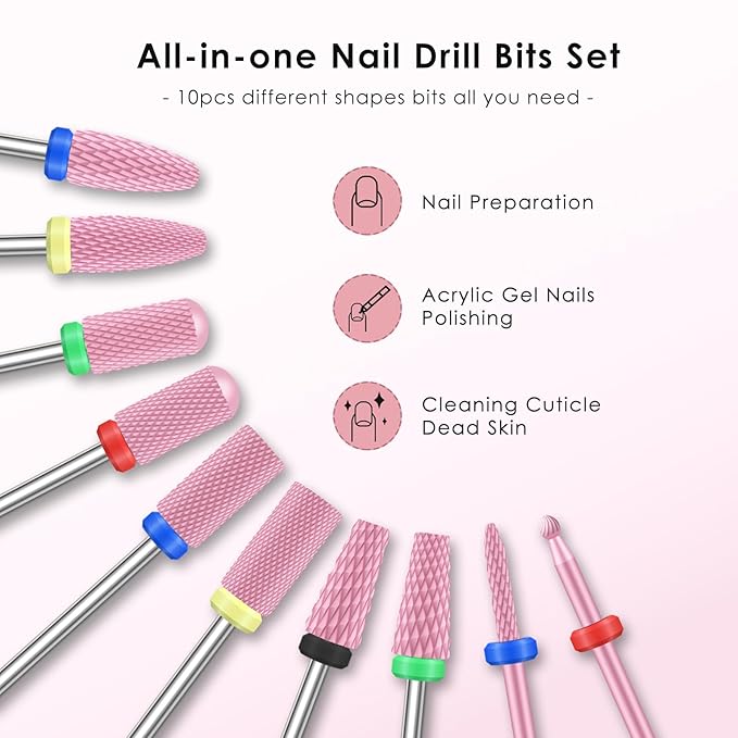 Depvko 10pcs ceramic nail drill