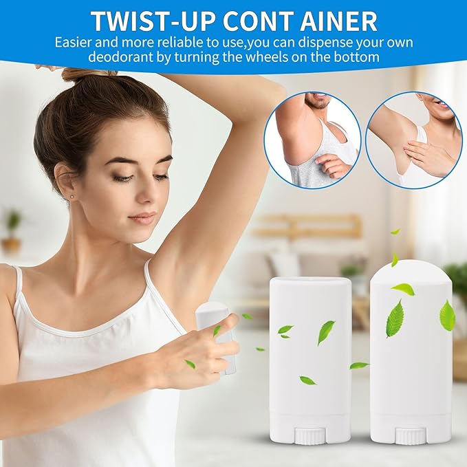 100PCS 15ML White Empty Oval Deodorant Lip Lipstick Balm Tubes Containers for DIY Homemade Crayon Chapstick Holder