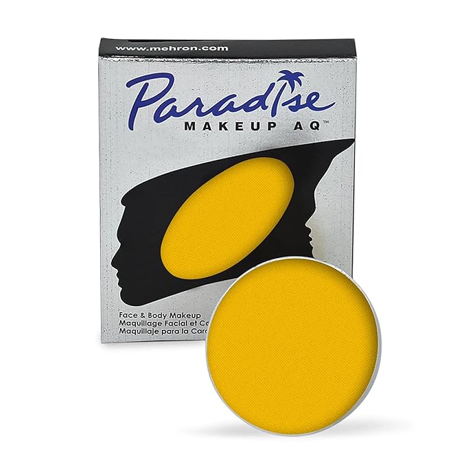 Mehron Makeup Paradise Makeup AQ Refill Size | Face & Body Painting, Beauty, Cosplay, and Halloween | Water Activated Face Paint, Body Paint, Cosplay Makeup .25 oz (7 ml) (Yellow)