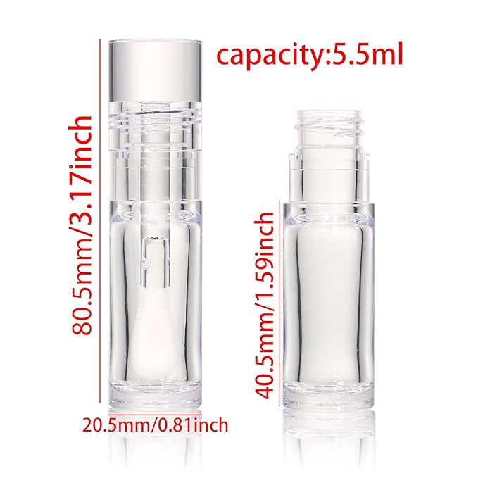 COSIDEA 18pcs Empty 5.5ml Round Clear PETG lip gloss tubes thick wand lipgloss tube container for lip oil