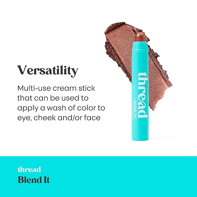 Thread Beauty Blend It Multi-Stick, Creamy, Buildable Color and Highlighter for Eyes, Cheeks, and Face, Soft - Brown Shimmer