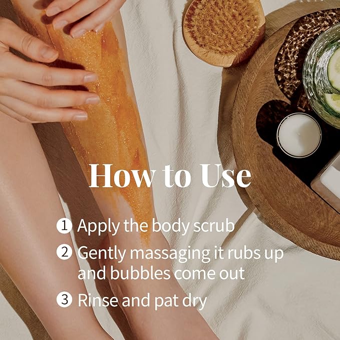 PLU Korean Walnut Body Scrub Pink Floral with Manuka Honey - Exfoliating & Moisturizing & Firming Glow - for Acne, Cellulite, Stretch Marks, Spider Veins, Fresh & Elegance Rose Scent 6.76 oz.