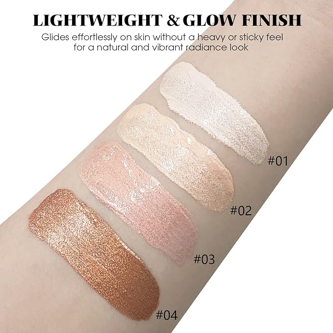 Liquid Highlighter Makeup, Natural Silky Shimmer Finish Face Highlighter, Highly Pigmented, Lasting, Blendable, Soft Cream For Face, 0.25fl.oz (#02 Champagne Shimmer), 1.3 Ounce, 1 Pack