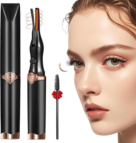 Heated Eyelash Curler, 2-in-1 Clip-Type Design, 3 Temperature Modes, USB Rechargeable Electric Eyelash Curler, Natural Curling 24H Long-Lasting Curl, Gift for Women & Girls, Brown Black DB
