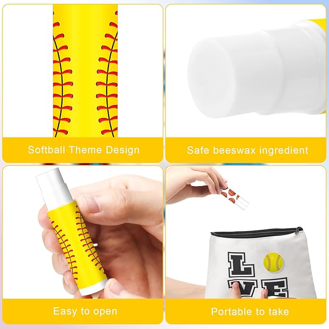Demissle 24 Pcs Sports Team Gifts Sports Lip Balm Sports Party Favors Sports Theme Lipstick for Team Gifts(Softball)