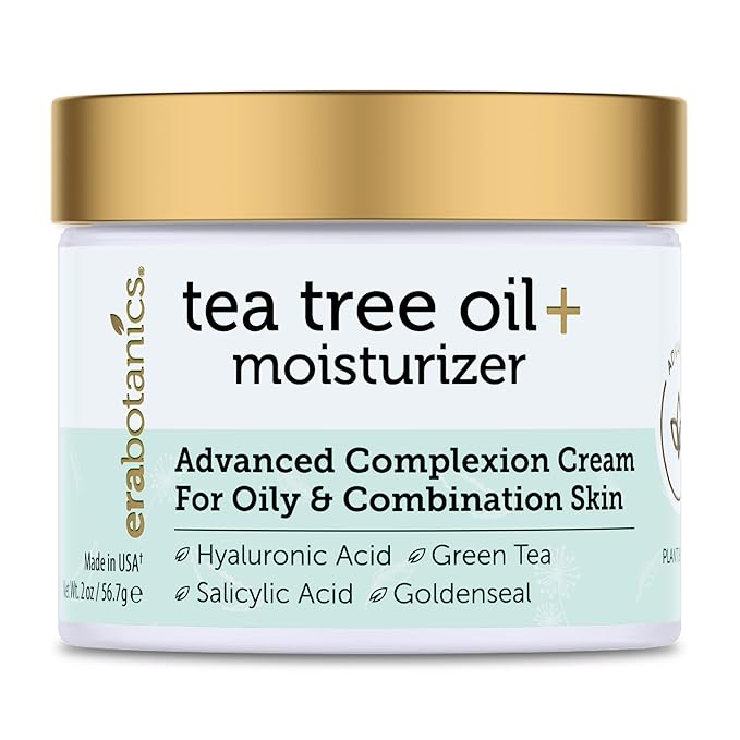 Era Organics Tea Tree Cream Face Moisturizer for Oily Skin - Advanced 7X Balancing Oily Skin Moisturizer - Non-Greasy Moisturizer - Tea Tree Oil for Skin