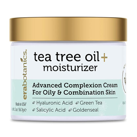 Era Organics Tea Tree Cream Face Moisturizer for Oily Skin - Advanced 7X Balancing Oily Skin Moisturizer - Non-Greasy Moisturizer - Tea Tree Oil for Skin