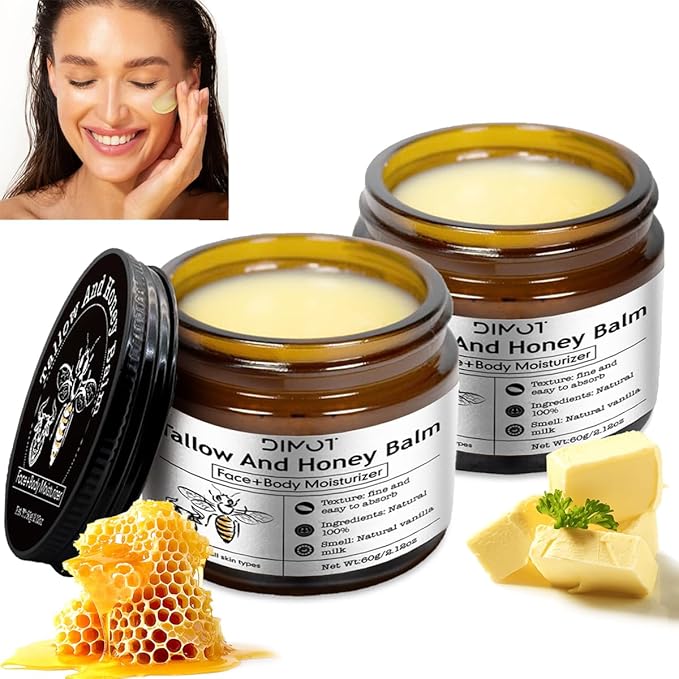 Tallow and Honey Balm for Skin Honey Butter Face & Body Cream For Skin Firming & Hydrating Balm Skin Care Tallow Face Moisturizer Cream (2)
