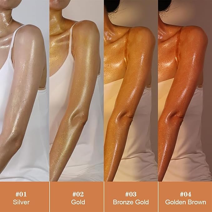 Shimmer Body Oil,Face and Body Liquid Luminizer,Waterproof Moisturizing