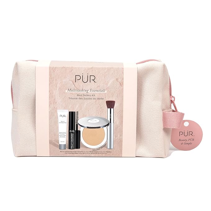 PÜR Beauty Multitasking Essentials Best Sellers Kit, Everyday Look Deluxe Kit, Condition & Moisturize Skin, Cruelty Free, Medium Dark