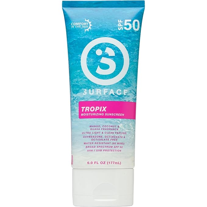 Surface TROPIX Sheer Touch Sunscreen Lotion-Oxybenzone, Octinoxate & Octisalate FREE - Hawaii 104 Reef Act Compliant – Water Resistant UVA/UVB Protection - 6oz - SPF 50-1 Count