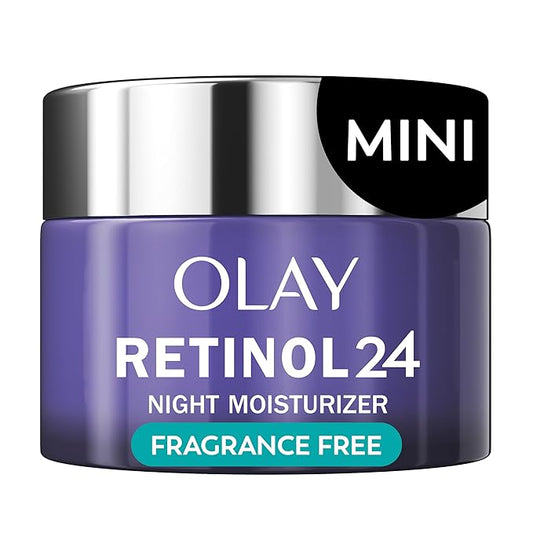 Olay Retinol 24 Face Moisturizer, Anti-Aging Night Cream for Women, Trial Size, Fragrance-Free, Non Greasy - Anti-Wrinkle, Smooth Fine Lines, Tightening Skin Care - Peptides, Glycerin, 0.5 Oz