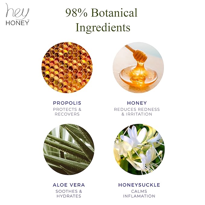 Hey Honey Skincare Relax, Instant Rosacea Treatment & Face Redness Relief - Dermatologically Tested Calming Moisturizer for Sensitive Skin Oil- Free with Honey & Propolis Anti-Aging Benefits | 2.2 Oz