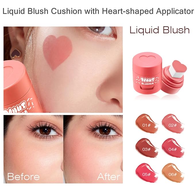 Cream Liquid Blush for Cheeks, Stamp Blush Pink Dewy Finish