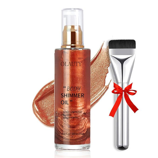 Shimmer Body Oil Waterproof Body Luminizer Bronze, Face Makeup Glow