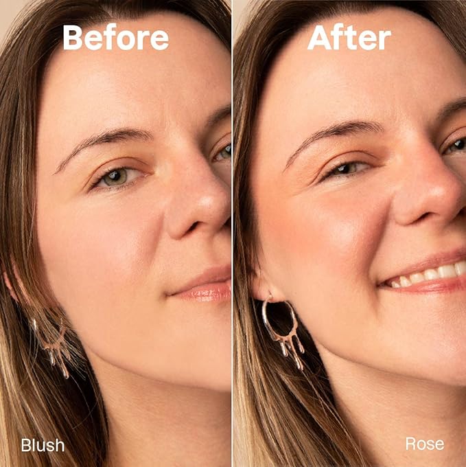 ATTITUDE Oceanly Lightweight Blush Stick, Titanium Dioxide-Free, EWG Verified, Plastic-Free, Vegan & Cruelty-free Makeup, Rose, 0.3 Ounces