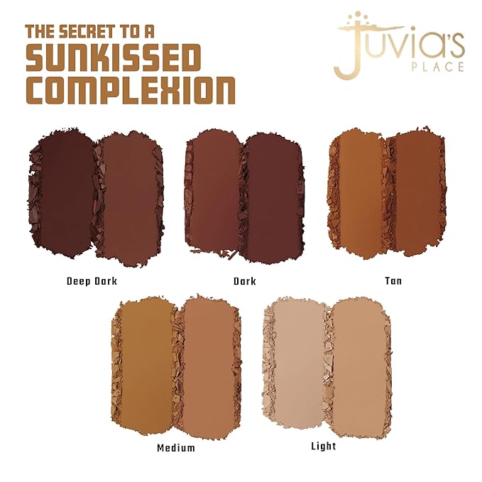 Juvia's Place Bronzed Duo Bronzer Light - Soft Matte Bronzer, Contour Powder, Long-Wearing & Buildable Bronzing Powder - Suitable for Light to Fair Skin Tone
