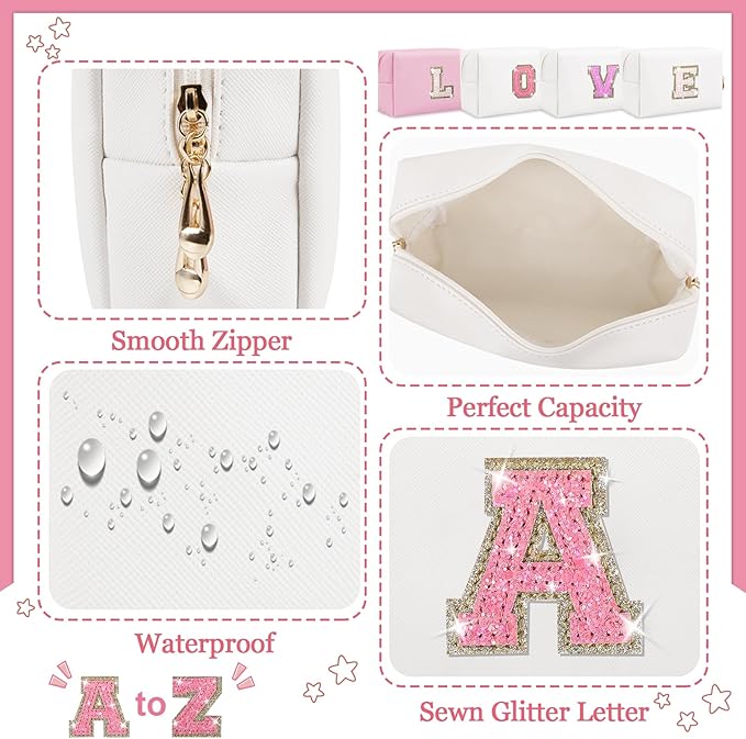 Personalized initial letter makeup bag,