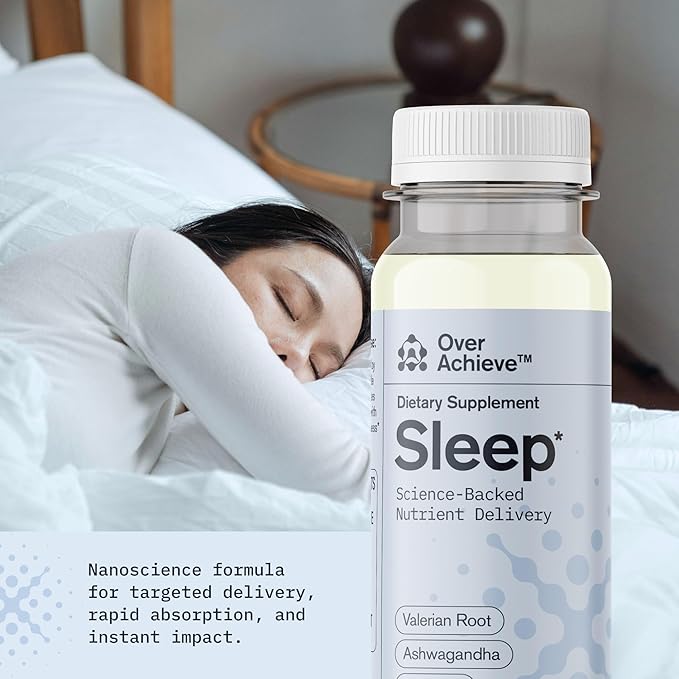 Sleep Drink with Advanced Nanoscience Technology - Contains Melatonin, Ashwagandha and Valerian Root - 12 Pack Liquid Sleeping Aid Help Fall Asleep Faster, Mix Berries 2oz