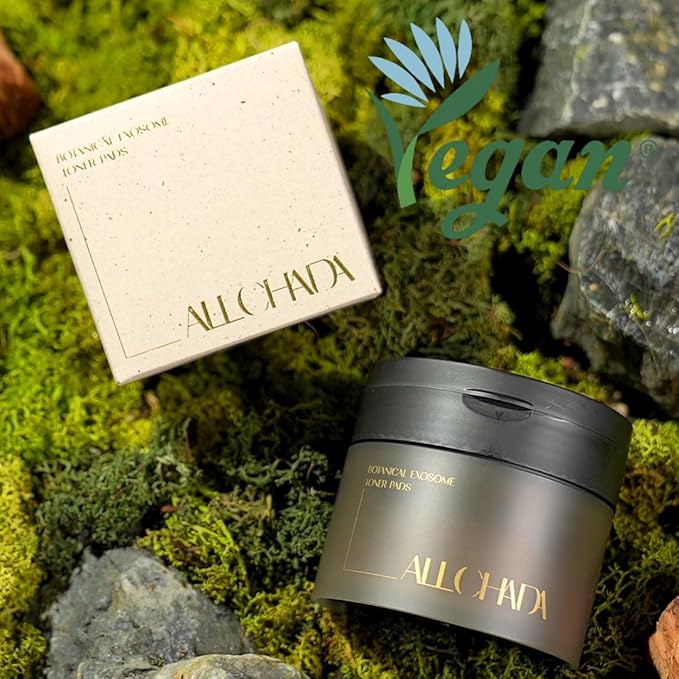 ALLCHADA® Doctor-Developed Vegan Exosome Toner Pads – Hydrating & Soothing for Sensitive Skin, Dermatologically Tested, Non-Irritating, Alcohol-Free - 60 Pads, 90ml