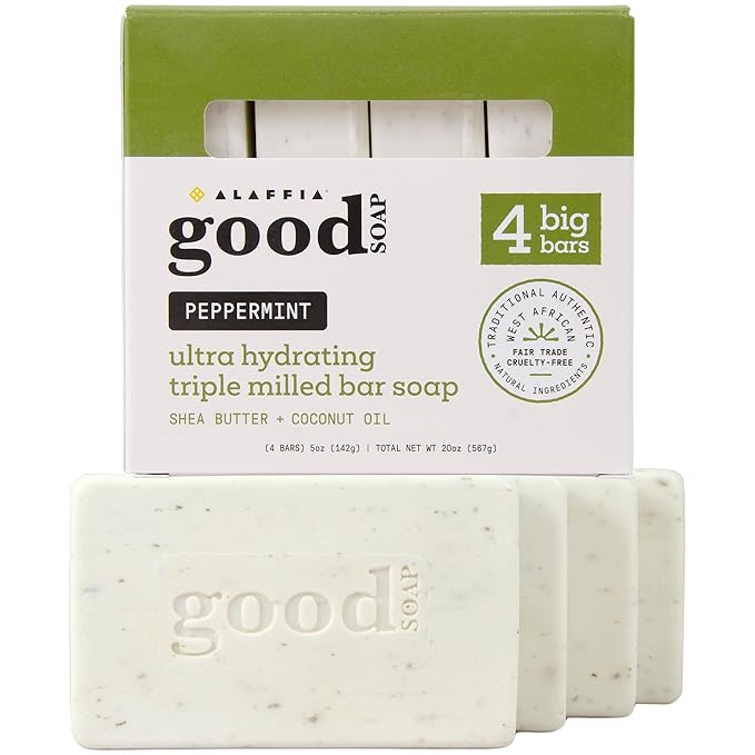 Alaffia Peppermint Good Soap Value Pack 4 Count, 20 OZ