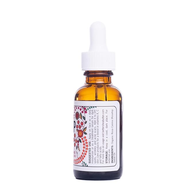Better Shea Butter Organic Rosehip Oil | Rose hip oil for Face | Face Oil for Gua Sha Massage | Cold Pressed, 100% Pure | 1 oz
