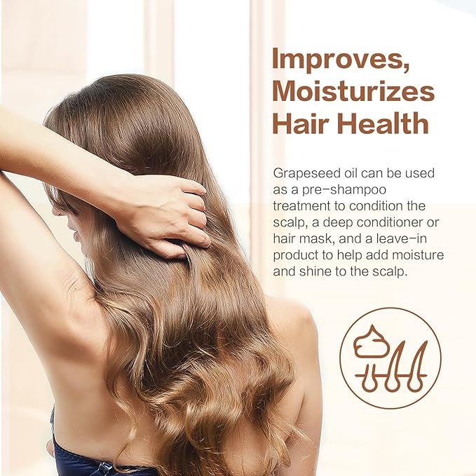 Organic Grapeseed Oil 16Oz: 100% Pure&Natural ColdPressed Carrier Oil USDA Certified Grape Seed Extract HexaneFree Unscent Liquid Moisturizer,Massage Body Face Oil for Women&Men Face Skin&Hair